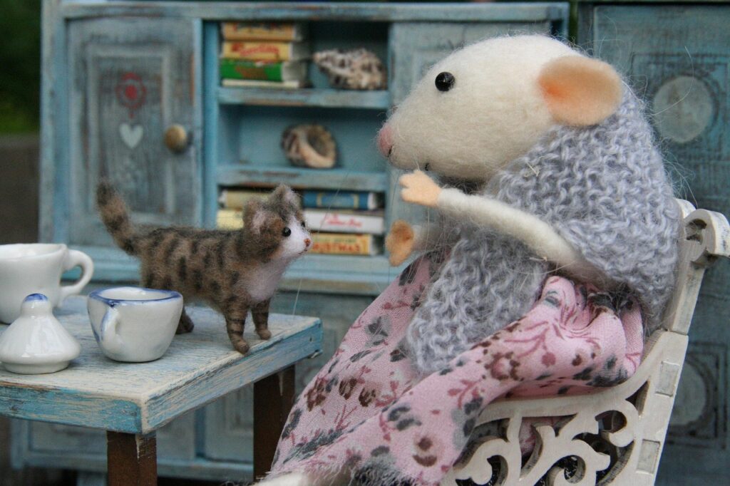 mouse, felt animal, dolls houses, miniature, toy, cat, felting, dolls houses, felting, felting, felting, felting, felting