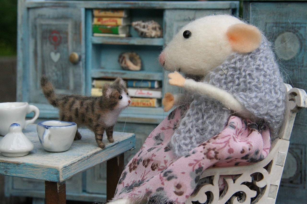 mouse, felt animal, dolls houses, miniature, toy, cat, felting, dolls houses, felting, felting, felting, felting, felting