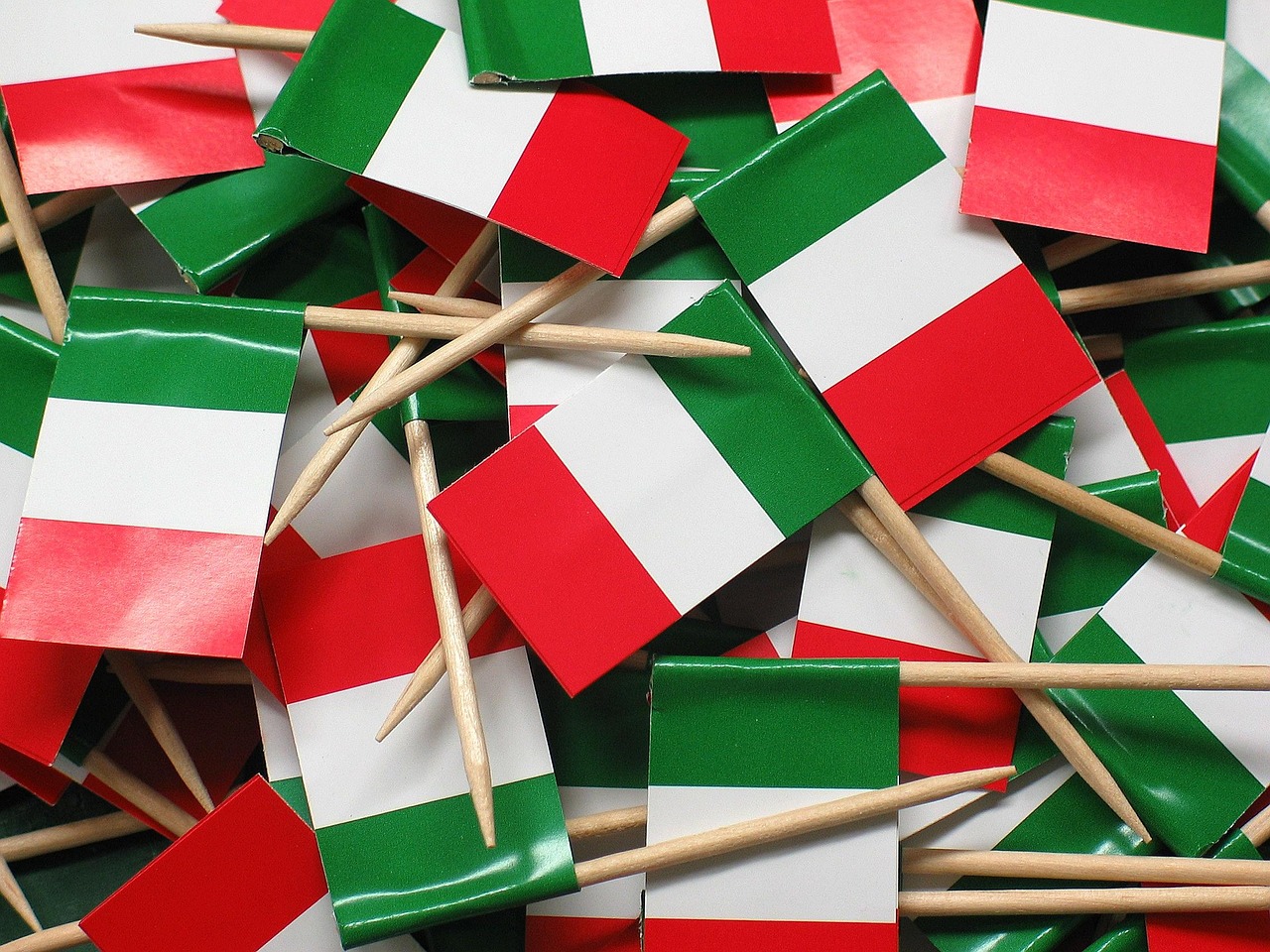 flag, banner, italy, blow, flags and pennants, pike, paper, paper flag, wooden skewer, party, green, white, red, deco, decoration